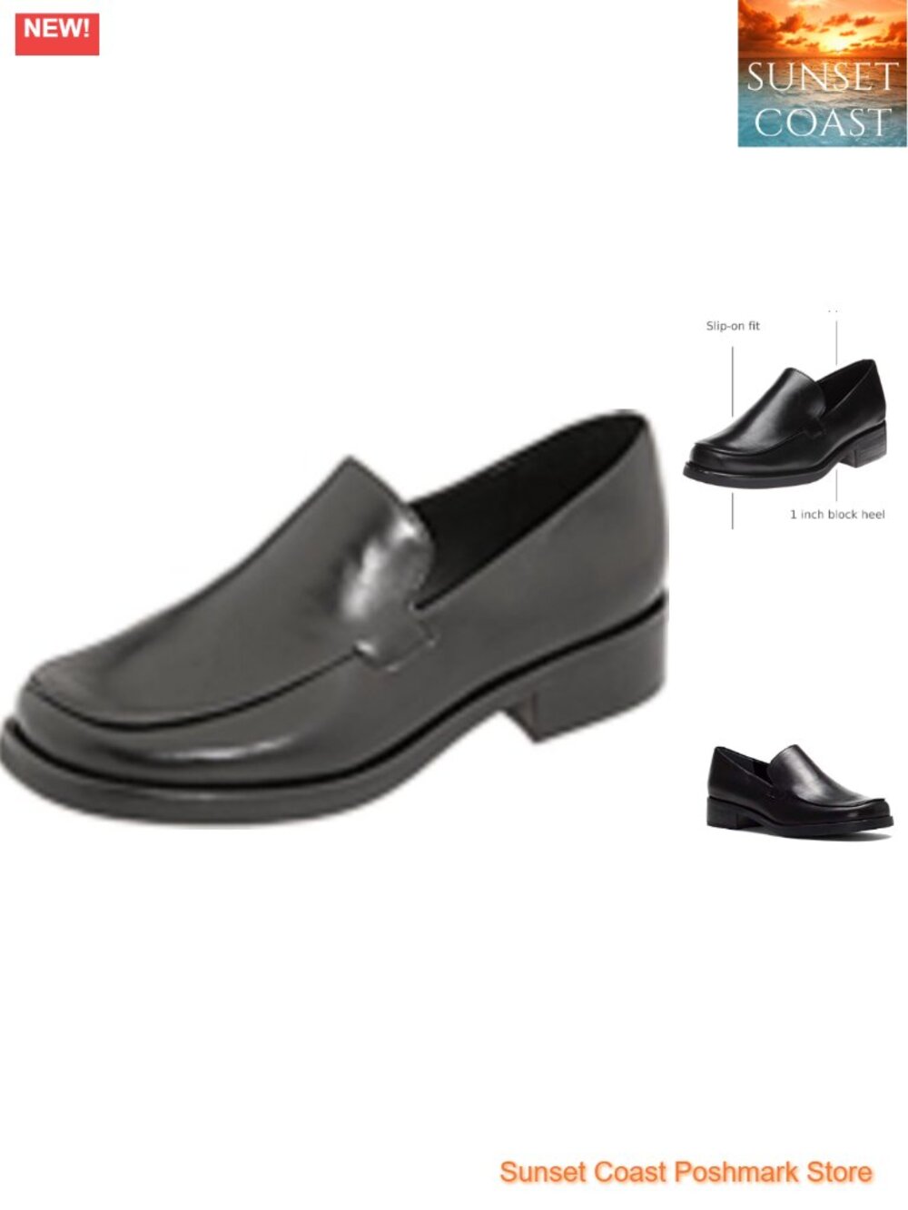 Franco Sarto Women's Slip-On Loafer Leather Block Heel